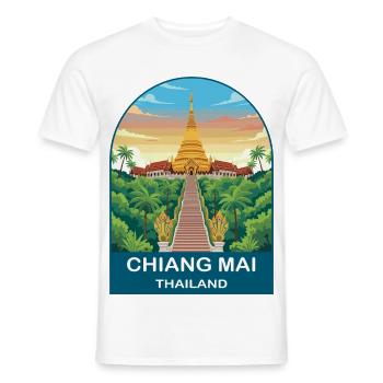 Chiang Mai Thailand Doi Suthep Reiseplakat-Kunst - Männer T-Shirt - Weiß - Vorne - AI Model Male 178 dark (178cm)