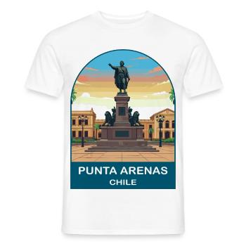 Punta Arenas Chile Magellan Monument Travel Art - Men's T-Shirt - white - Front - AI Model Male 178 dark (178cm)