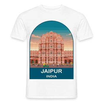 Art d’affiches de voyage vintage Hawa Mahal à Jaipur India - T-shirt homme - blanc - Devant - AI Model Male 178 dark (178cm)