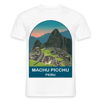 Machu Picchu Pérou Ruines Incas Art de voyage vintage - T-shirt homme - blanc - Devant - AI Model Male 178 dark (178cm)