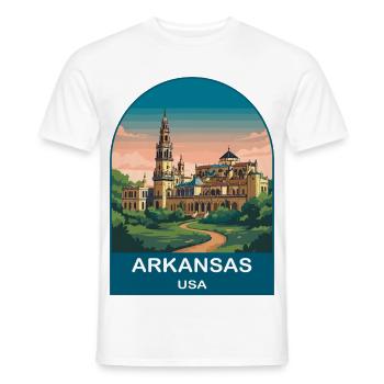 Arkansas USA Vintage Travel Poster Art - Men's T-Shirt - white - Front - AI Model Male 178 dark (178cm)