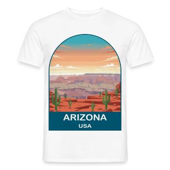 Arizona USA Vintage Travel Poster Art - Men's T-Shirt - white - Front - AI Model Male 178 dark (178cm)