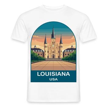 Art d’affiches de voyage vintage Louisiana USA - T-shirt homme - blanc - Devant - AI Model Male 178 dark (178cm)