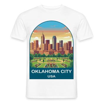 Oklahoma City USA Vintage Travel Poster - Men's T-Shirt - white - Front - AI Model Male 178 dark (178cm)