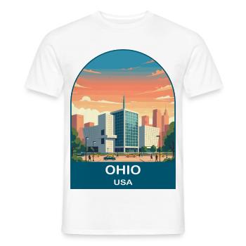 Ohio USA Vintage Travel Poster Art - Men's T-Shirt - white - Front - AI Model Male 178 dark (178cm)