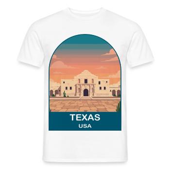 Texas USA Vintage Travel Poster Art - Men's T-Shirt - white - Front - AI Model Male 178 dark (178cm)