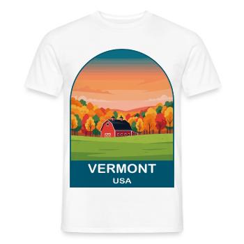 Vermont USA Vintage Travel Poster Art - Men's T-Shirt - white - Front - AI Model Male 178 dark (178cm)
