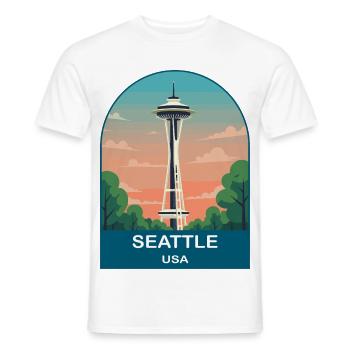 Seattle USA Vintage-Reiseplakat-Kunst - Männer T-Shirt - Weiß - Vorne - AI Model Male 178 dark (178cm)