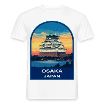 Insigne de voyage rétro Sunset au Japon du château d’Osaka - T-shirt homme - blanc - Devant - AI Model Male 178 dark (178cm)