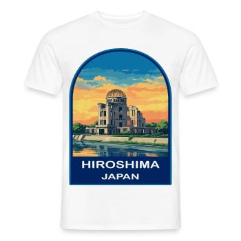 Hiroshima Dome Japan Retro Sunset Travel Badge - Men's T-Shirt - white - Front - AI Model Male 178 dark (178cm)