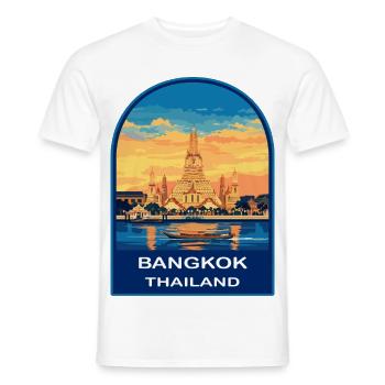 Bangkok Wat Arun Thailand Retro Sonnenuntergang Reise-Bad - Männer T-Shirt - Weiß - Vorne - AI Model Male 178 dark (178cm)