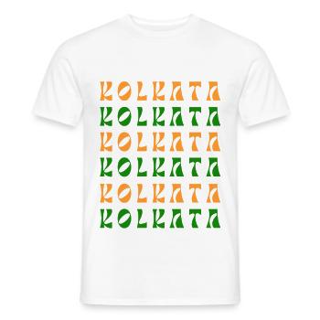 Mosaïque de Kolkata en safran et émeraude - T-shirt homme - blanc - Devant - AI Model Male 178 dark (178cm)