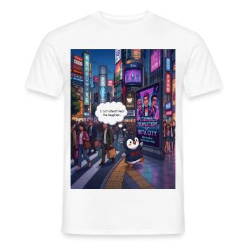 Beak in Japan -  Penguin Tokyo Band Humor Design - Männer T-Shirt - Weiß - Vorne - AI Model Male 178 dark (178cm)