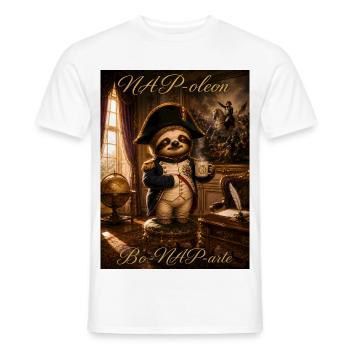 NAPoleon Bo-NAP-arte – Funny Sloth History Pun - Männer T-Shirt - Weiß - Vorne - AI Model Male 178 dark (178cm)