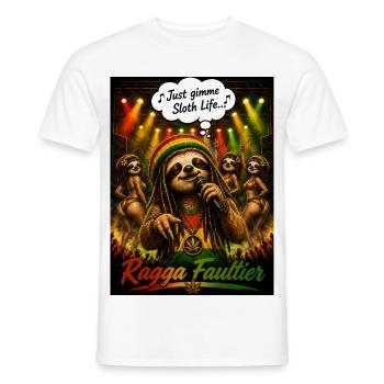 Ragga Faultier – Just Gimme Sloth Life Reggae - Männer T-Shirt - Weiß - Vorne - AI Model Male 178 dark (178cm)