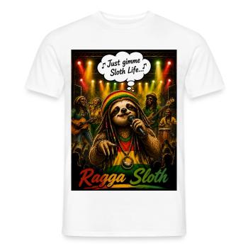 Ragga Sloth – Just Gimme Sloth Life Music Design - Men's T-Shirt - white - Front - AI Model Male 178 dark (178cm)
