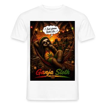 Ganja Sloth – Just Gimme Sloth Life Reggae Design - Men's T-Shirt - white - Front - AI Model Male 178 dark (178cm)
