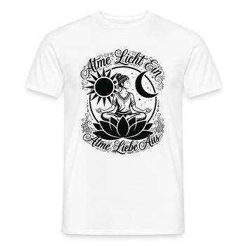 Atme Licht Ein Atme Liebe Aus - Boho Yoga - Männer T-Shirt - Weiß - Vorne - AI Model Male 178 dark (178cm)