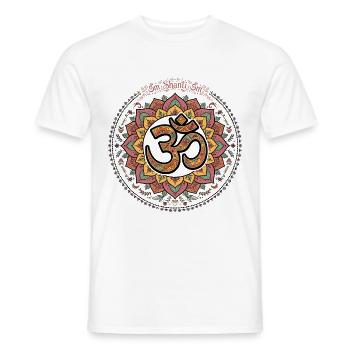 Om Shanti Om Bunt Lotus Mandal - Männer T-Shirt - Weiß - Vorne - AI Model Male 178 dark (178cm)