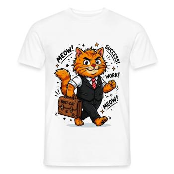  Fleißiger Business-Kater mit Aktentasche - Männer T-Shirt - Weiß - Vorne - AI Model Male 178 dark (178cm)