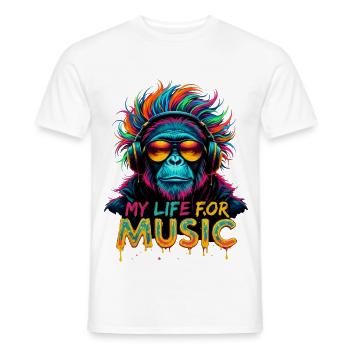 Chimpanzé coloré – Ma vie pour la musique - T-shirt homme - blanc - Devant - AI Model Male 178 dark (178cm)