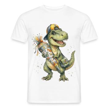 T-Rex aquarelle drôle pour la rentrée scolaire - T-shirt homme - blanc - Devant - AI Model Male 178 dark (178cm)