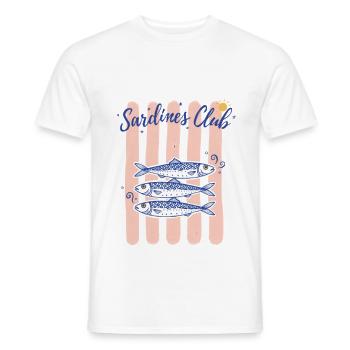 Sardines Club - Design Vintage Mer - T-shirt homme - blanc - Devant - AI Model Male 178 dark (178cm)