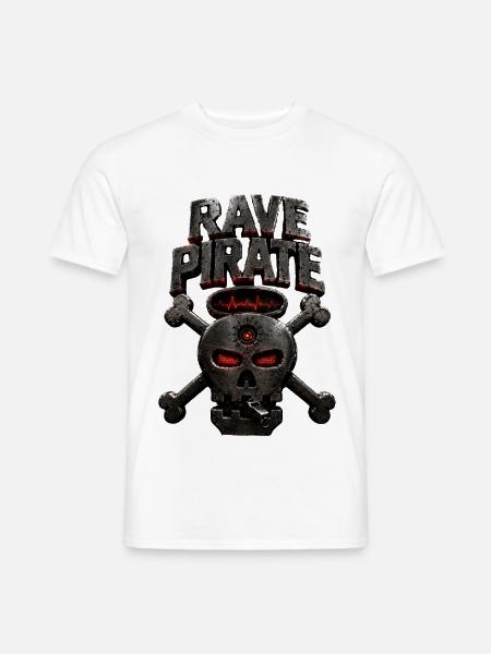 Rave-Piratenschädel - Männer T-Shirt - Weiß