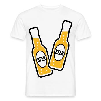 2 Toasting Beer Bottles (Beery / POS 2C) - Men's T-Shirt - white - Front - AI Model Male 178 dark (178cm)
