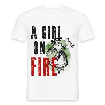 Paulinchen - A Girl On Fire - - Men's T-Shirt - white - Front - AI Model Male 178 dark (178cm)