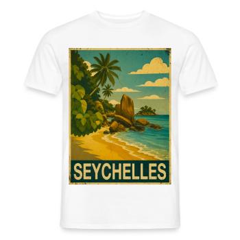 Seychellen - Männer T-Shirt - Weiß - Vorne - AI Model Male 178 dark (178cm)