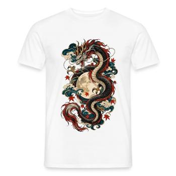 Monddrache über goldenem Vollmond - Männer T-Shirt - Weiß - Vorne - AI Model Male 178 dark (178cm)
