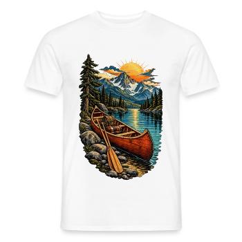 Sonnenuntergang am Gebirgssee mit Kanu - Männer T-Shirt - Weiß - Vorne - AI Model Male 178 dark (178cm)