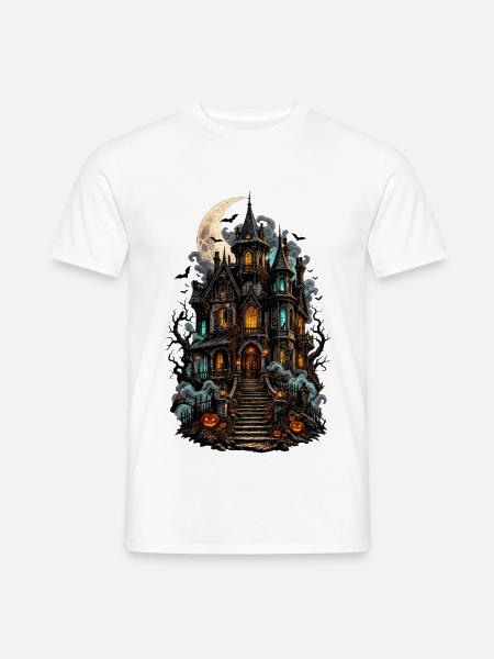 Mondschein Spukhaus mit Laternen - Männer T-Shirt - Weiß