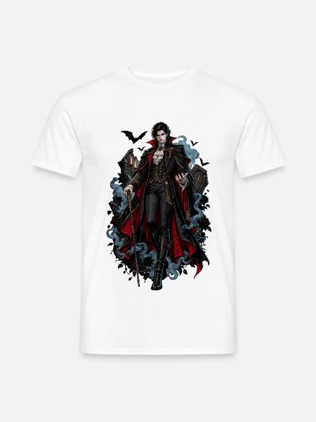 Adliger Vampir im Barockcape - Männer T-Shirt - Weiß