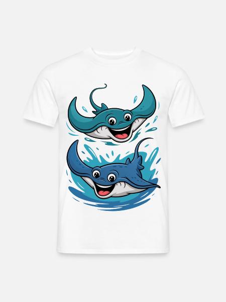 Zwei fröhliche Rochen - Männer T-Shirt - Weiß