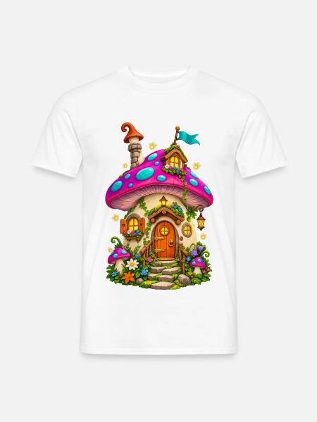 Wunderwald Pilzhäuschen - Männer T-Shirt - Weiß