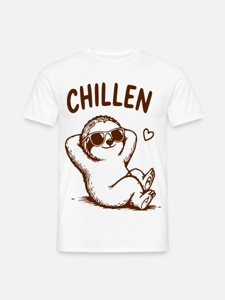 Chillen-Sloth mit Sonnenbrille - Männer T-Shirt - Weiß