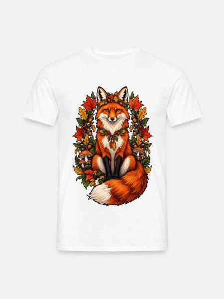 Herbstfuchs im Herbstlaub - Männer T-Shirt - Weiß