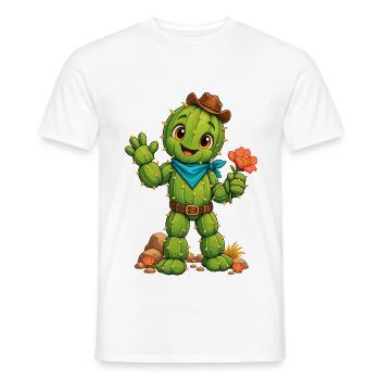 Kaktusheld mit Blumenblüte - Männer T-Shirt - Weiß - Vorne - AI Model Male 178 dark (178cm)