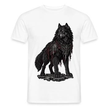 Dunkler Wolfkrieger mit Rüstung - Männer T-Shirt - Weiß - Vorne - AI Model Male 178 dark (178cm)