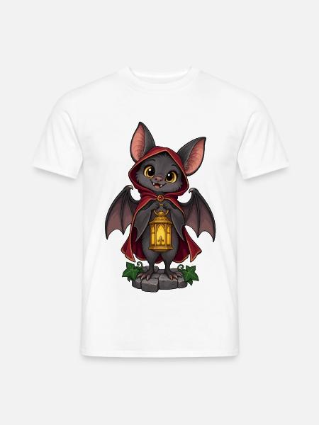 Spukfledermaus mit Laterne - Männer T-Shirt - Weiß