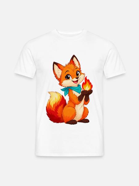 Fuchs mit Funkenflamme - Männer T-Shirt - Weiß