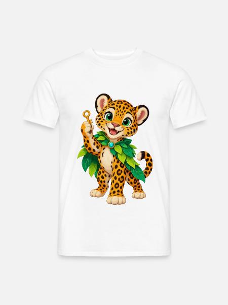 Jungle Leopardenkind mit Blattkrone - Männer T-Shirt - Weiß