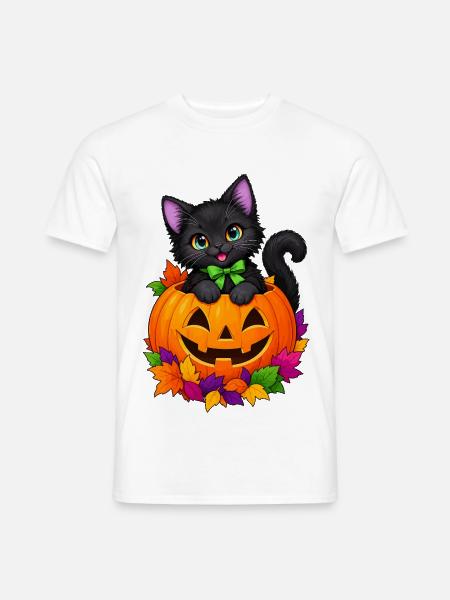Kätzchen im Kürbis Halloween - Männer T-Shirt - Weiß