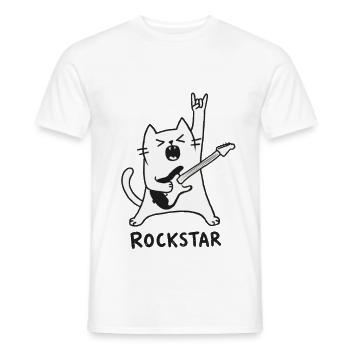 Rock Cat - Männer T-Shirt - Weiß - Vorne - AI Model Male 178 dark (178cm)
