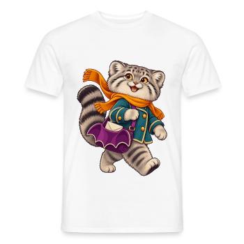 Katzenheld Schal Mantel - Männer T-Shirt - Weiß - Vorne - AI Model Male 178 dark (178cm)