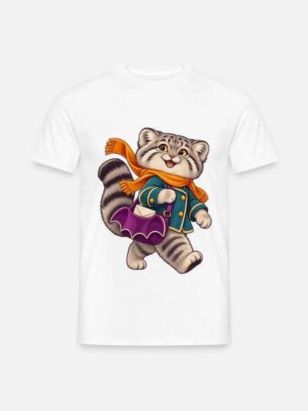 Katzenheld Schal Mantel - Männer T-Shirt - Weiß
