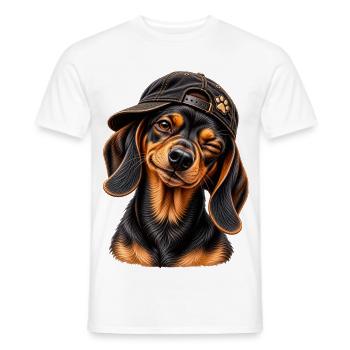 Frecher Dackel – Kleiner Charmeur - Männer T-Shirt - Weiß - Vorne - AI Model Male 178 dark (178cm)