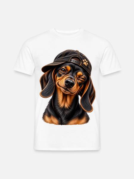 Frecher Dackel – Kleiner Charmeur - Männer T-Shirt - Weiß
